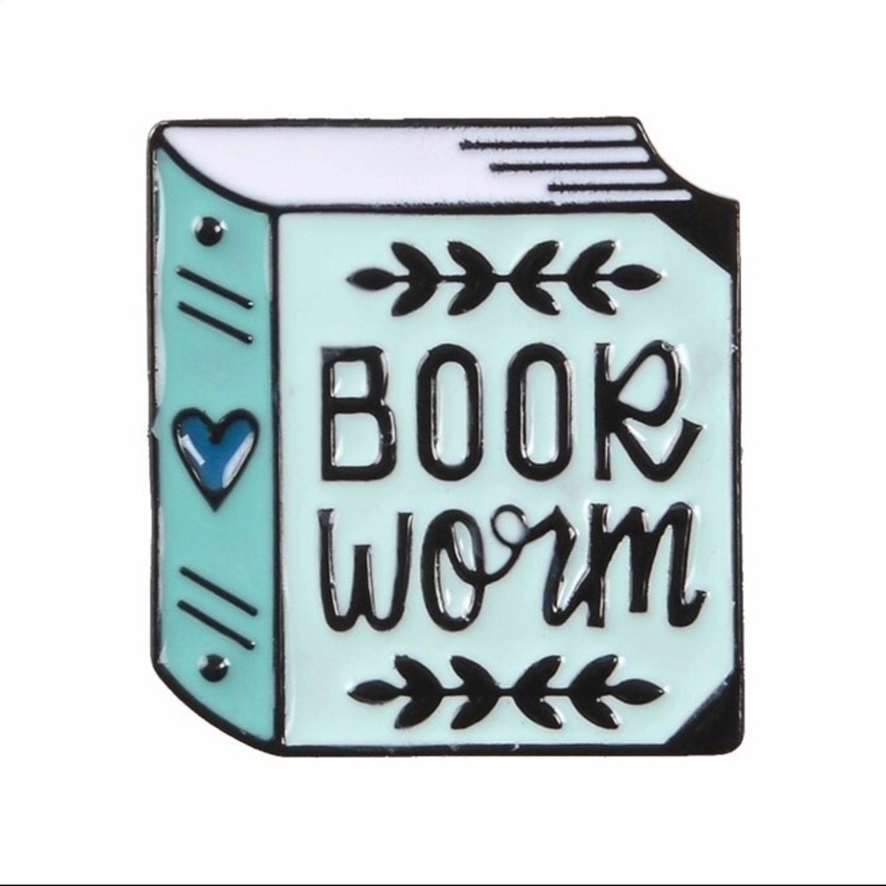 SOLD!!! Pretty Book Worm Blue Enamel Pin - Picture 1 of 3